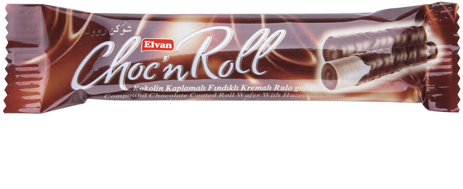 Choc N Roll Cocoa Coated Hazelnut Cream Roll Wafer 16 Gr. 24 Pieces (1 Box) - 2