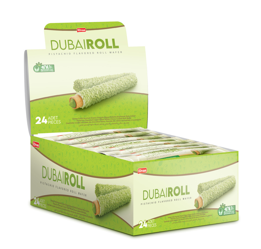 Elvan Dubai Roll Wafer 18 Grams 24 Pieces (1 Box) - 4