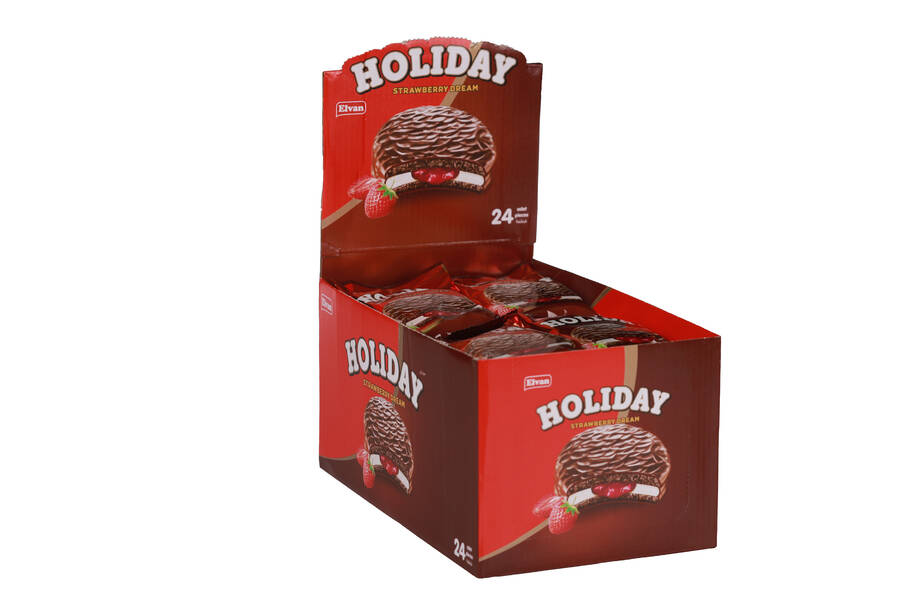 Elvan Holiday Çilekli Sandviç Bisküvi 30 Gr. 24 lü (1 Paket) - 2