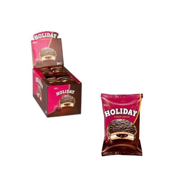 Elvan Holiday Sour Cherry Sandwich Biscuit 30 Gr. 24 of 1(Pack) - 1