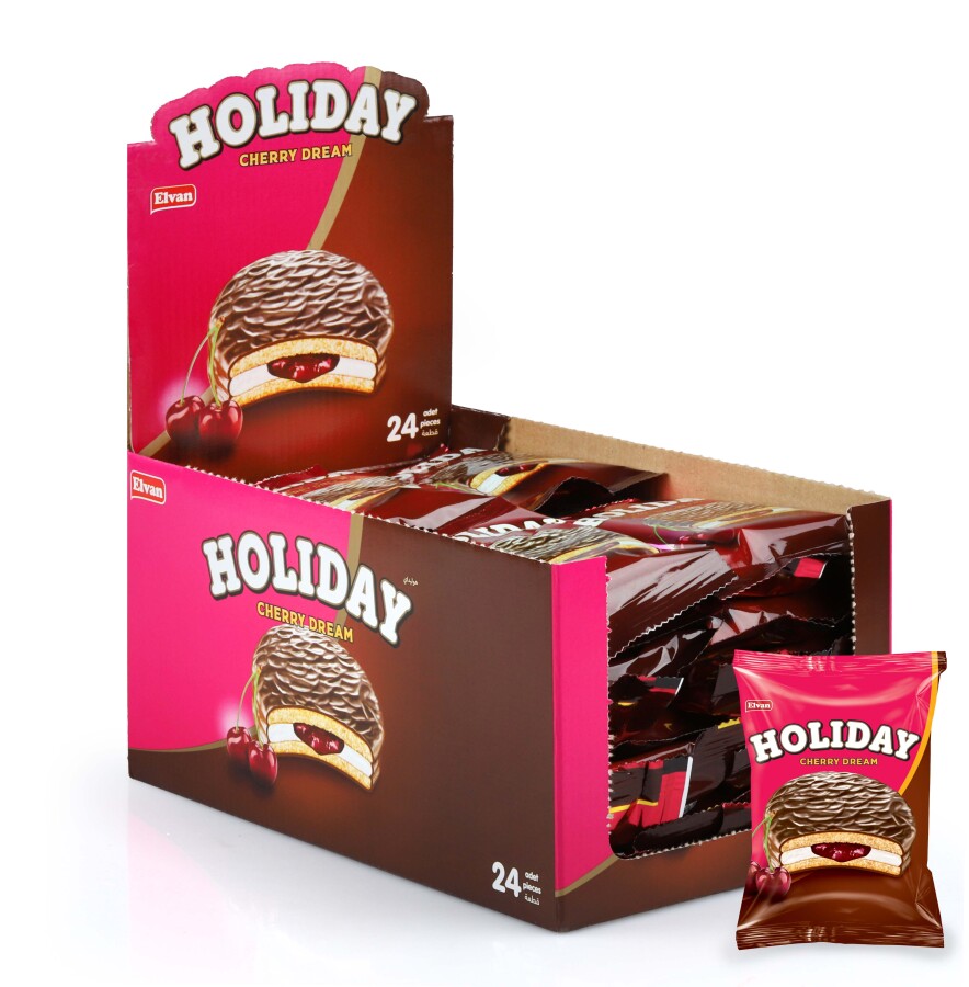 Elvan Holiday Sour Cherry Sandwich Biscuit 30 Gr. 24 of 1(Pack) - 1