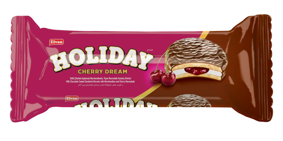 Elvan Holiday Sour Cherry Sandwich Biscuit 30 Gr. 8 Pcs (1 Pack) - 1