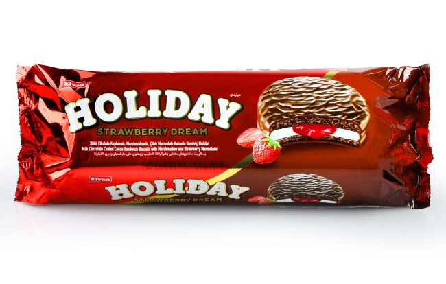 Elvan Holiday Strawberry Sandwich Biscuit 30 Gr. 8 Pcs (1 Pack) - 2