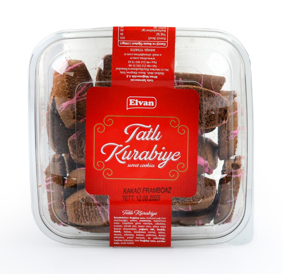 Elvan Kakao ve Frambuazlı Tatlı Kurabiye 400 Gr. (1 Paket) - 1