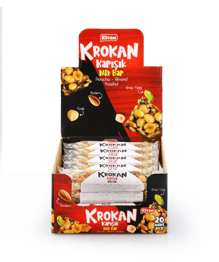 Elvan Karışık Krokan Bar 30 Gr. 20 Adet (1 Kutu) - 3