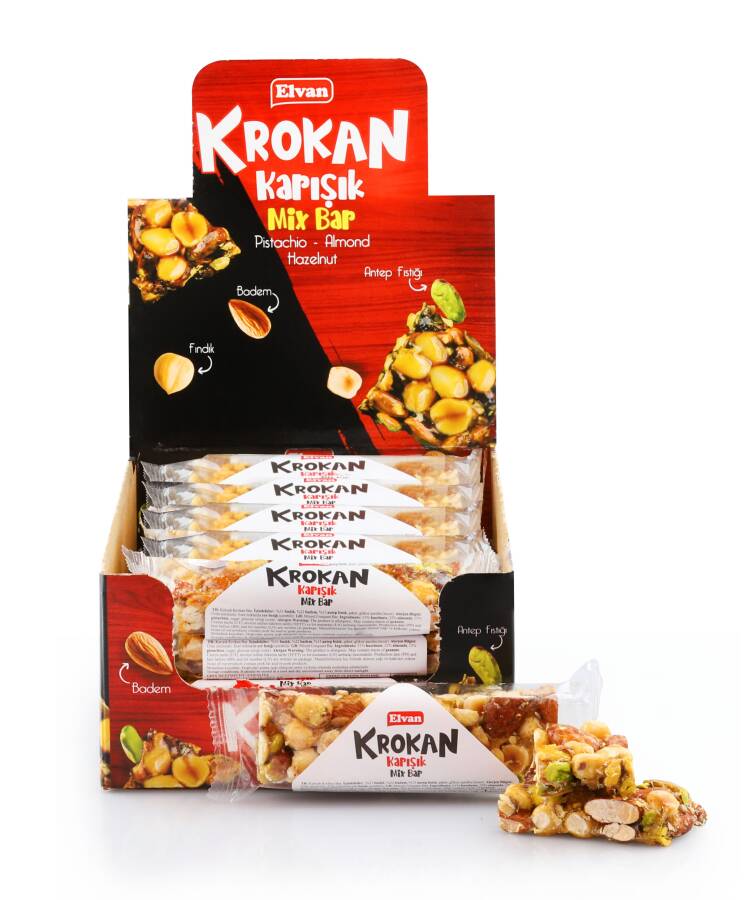 Elvan Karışık Krokan Bar 30 Gr. 20 Adet (1 Kutu) - 1