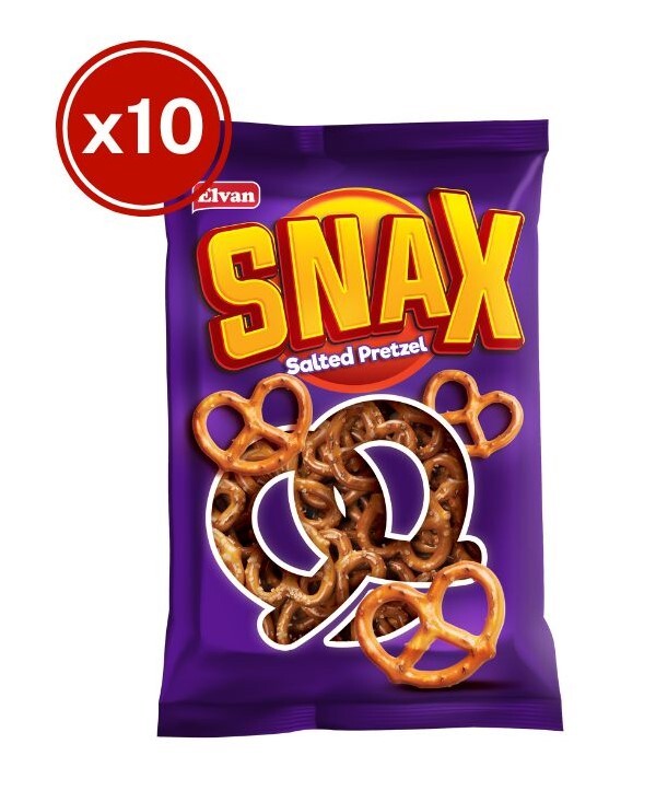 Elvan Snax Pretzel Tuzlu Kraker 200 Gr. 10 Adet (1 Kutu) - 1