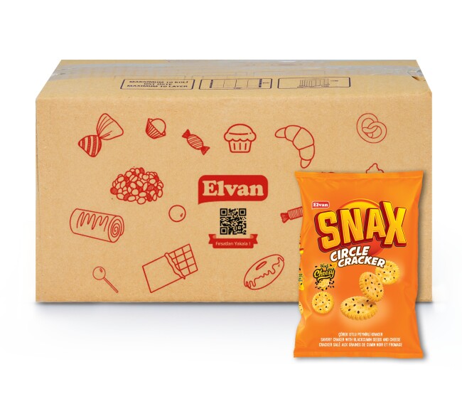 Elvan Snax Yuvarlak Kraker Çörekotlu Peynirli 200 Gr. 10 Adet (1 Kutu) - 2