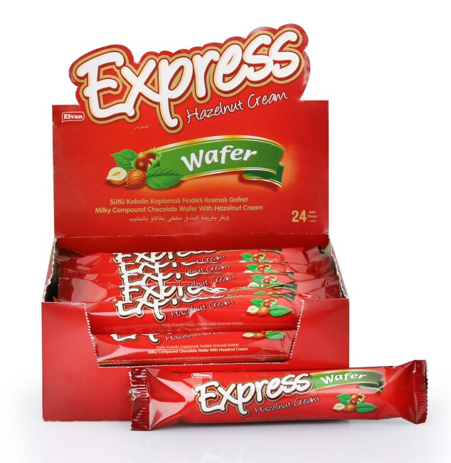 Express Fındık Kremalı Gofret 30 Gr. 24 Adet (1 Kutu) - Elvan