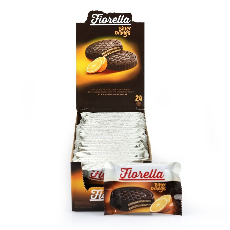 Fiorella Crunch Dark Chocolate Orange Cream Wafer 20 Grams 24 pieces (1 Package) - 1