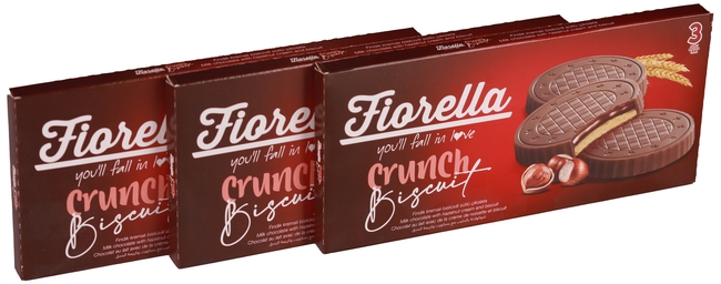 Fiorella Chocolate Biscuits with Hazelnut Cream 22,5 Gr. (3 Packs) - 1