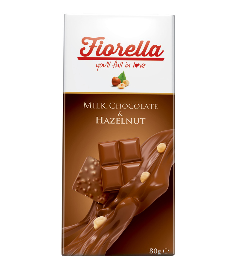 Fiorella Hazelnut Tablet Chocolate 80 Gr. 10 pcs (1 Box) - 4