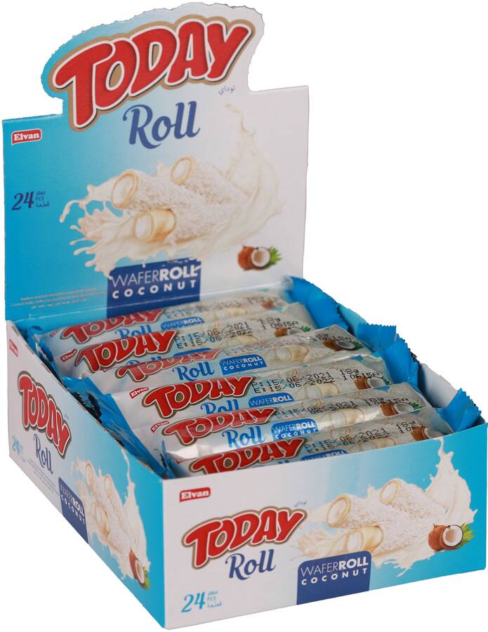 Today Roll White Coated Coconut Wafer 18 Gr 24 Pcs (1 Box) - 1