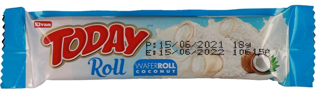 Today Roll White Coated Coconut Wafer 18 Gr 24 Pcs (1 Box) - 2