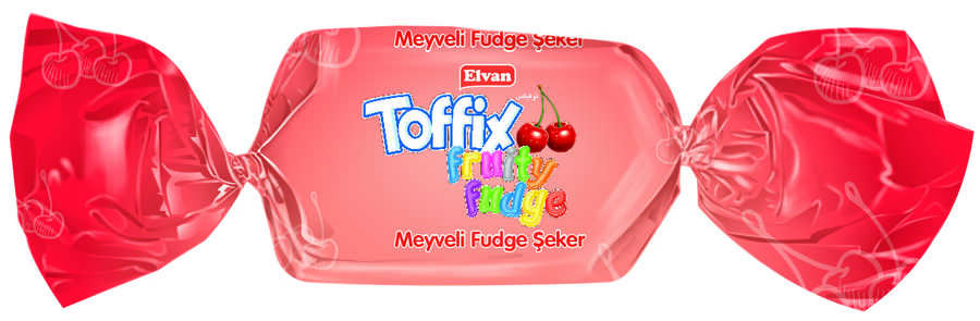 Toffix Fudge Meyveli Şeker 1000 Gr. (1 Poşet) Yumuşak Şeker, Toffix Elvan