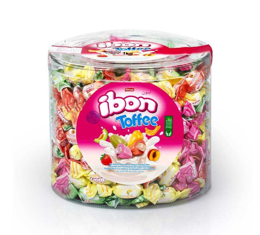 Ibon Toffee Milky Fruit Candy 1000 Gram Cylinder (1 Box) - 3