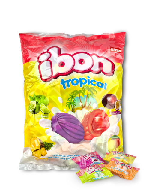 Ibon Tropical Sütlü Meyveli Şeker 1000 Gr. (1 Poşet) - Elvan