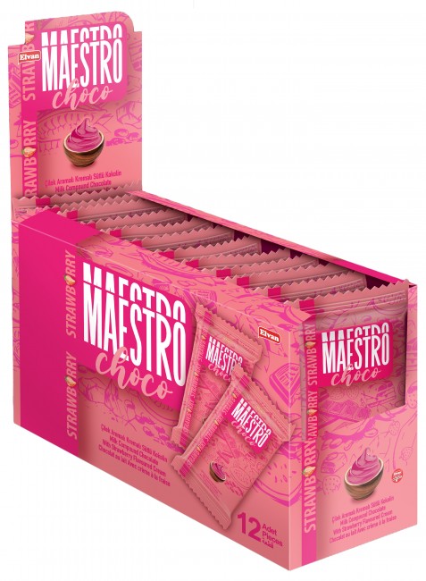 Maestro Tablet Çilekli 100 Gr. 12 Adet (1 Kutu) - Elvan