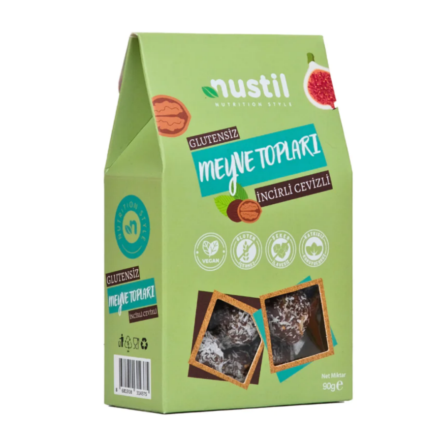 Nustil Glutensiz İncirli Cevizli Meyve Topları 90 Gr. (1 Paket) - 1