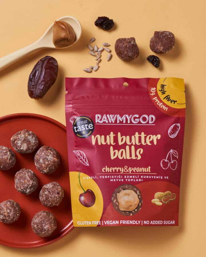 Rawmygod Cherry Peanut Butter Fruit and Nut Balls 84 Gr. (1 package) - 2