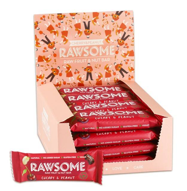 Rawsome Nuts and Fruit Bar with Sour Cherry and Peanut 40 Gr. 16 Pieces (1 Box) - 1