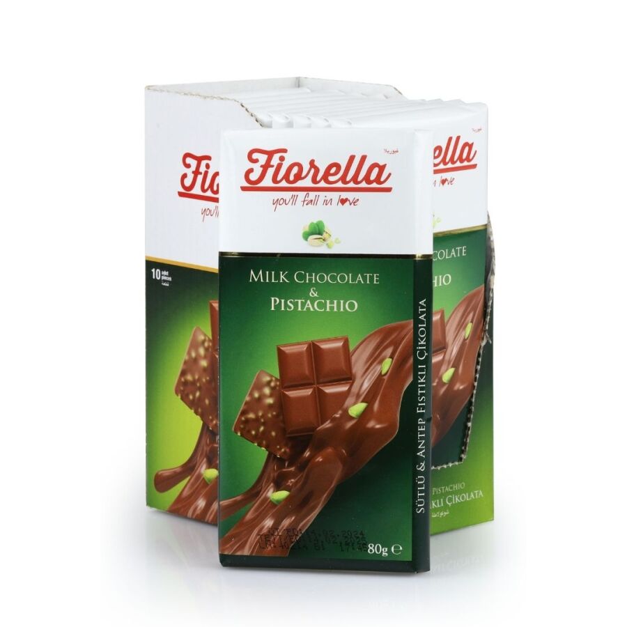 Fiorella Fıstıklı Tablet Çikolata 80 Gr. 10'lu (1 Kutu) - 1