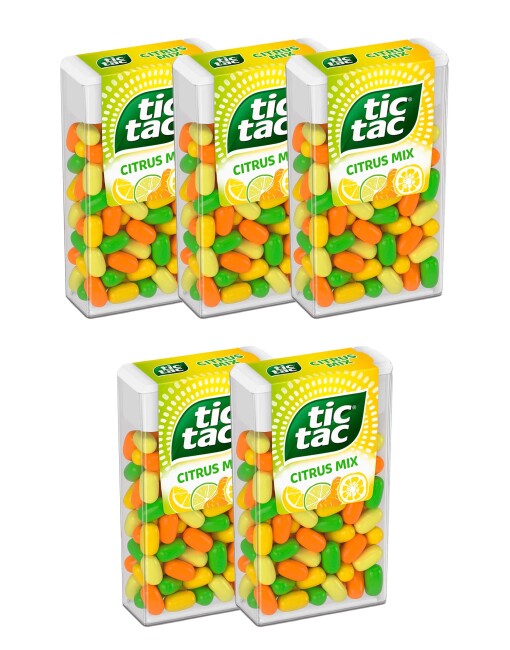 Tic Tac Mixed Fruit Flavored Candy 18 Grams (5 Pieces) - 2