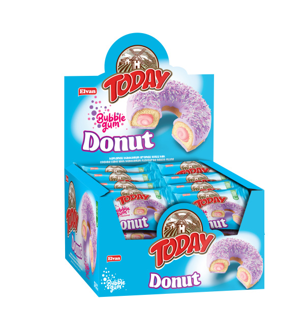 Today Donut Bubblegum (Gum Flavored) Cake 35 Gr. 24 Pieces (1 Box) - 1