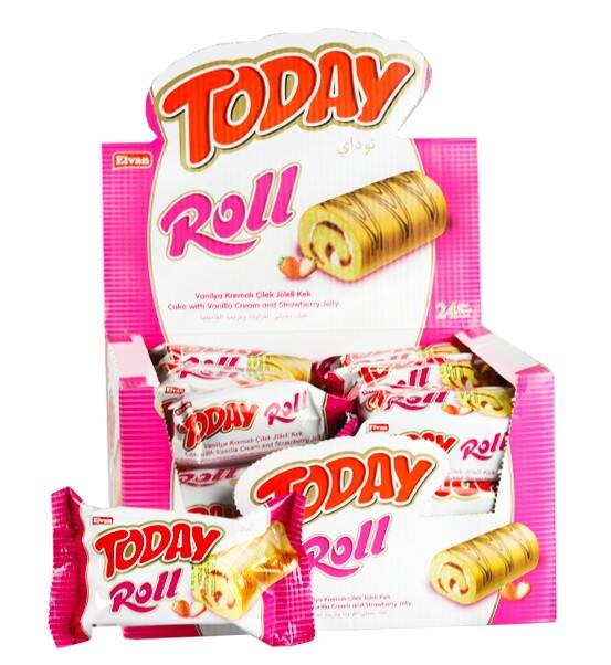 Today Swiss Roll Strawberry Cream Cake 35 Gr 24 Pieces (1 Box) - 1