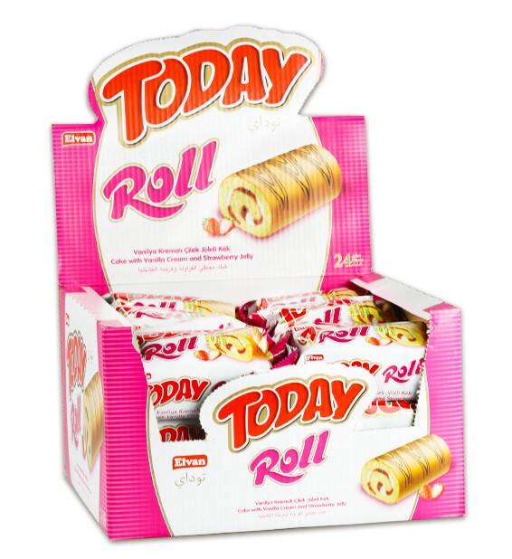 Today Swiss Roll Strawberry Cream Cake 35 Gr 24 Pieces (1 Box) - 3