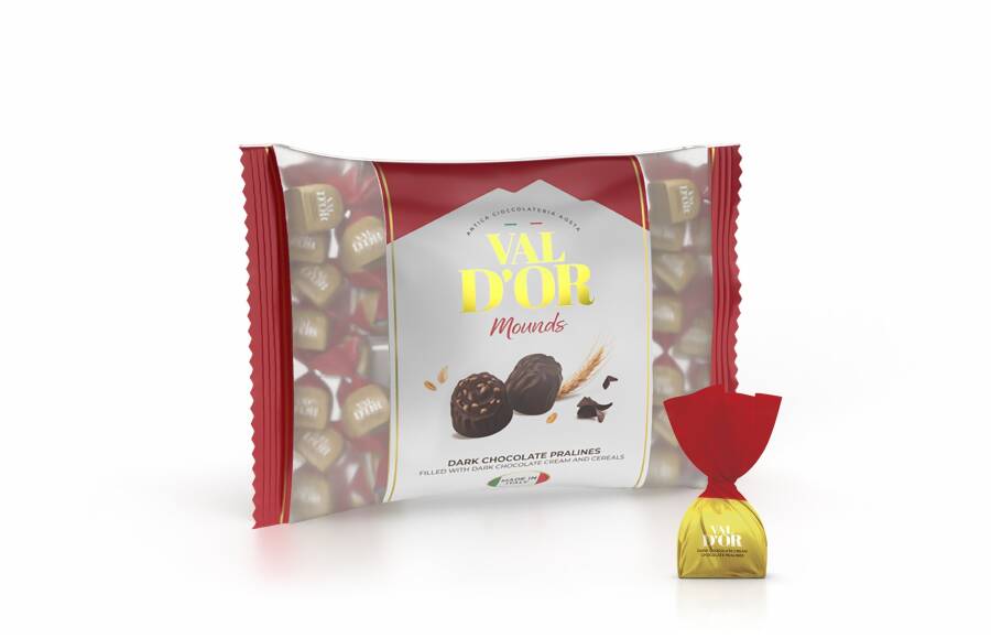 Val D’or Tahıl Patlaklı Bitter Çikolata Kreması Dolgulu Mounds Çikolata 1000 Gr. (1 Kırmızı Poşet) - 1