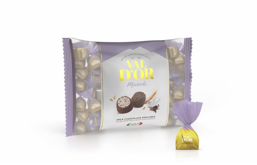 Val D’or Tahıl Patlaklı Sütlü Krema Dolgulu Mounds Çikolata 1000 Gr. (1 Mor Poşet) - 1